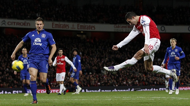 GL ROKU? Fotbalista Arsenalu Robin Van Persie se ndhern trefil v utkn proti Evertonu.