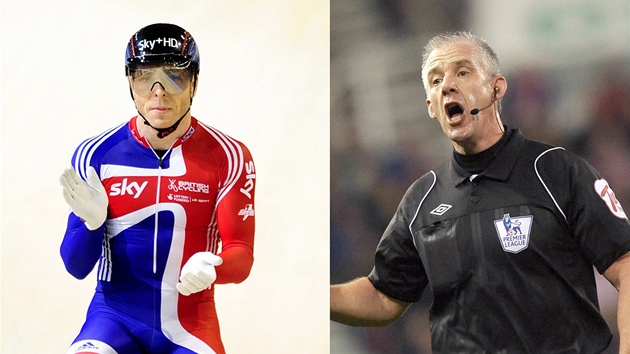 Cyklista Chris Hoy a rozhodí Chris Foy