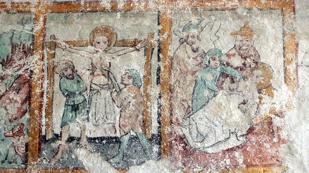 Nov odhalené fresky v Karviné ukazují i drastické výjevy muení svtic.