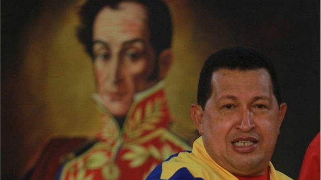 Venezuelský prezident Hugo Chávez a hrdina národnosvobozeneckého boje Simon