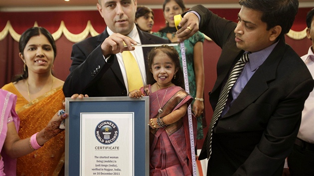 Indka Jyoti Amge je nejmení enou svta, mí 61,95 cm.