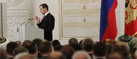 Prezident Dmitrij Medvedv pi projevu o stavu zem (22. prosince 2011)