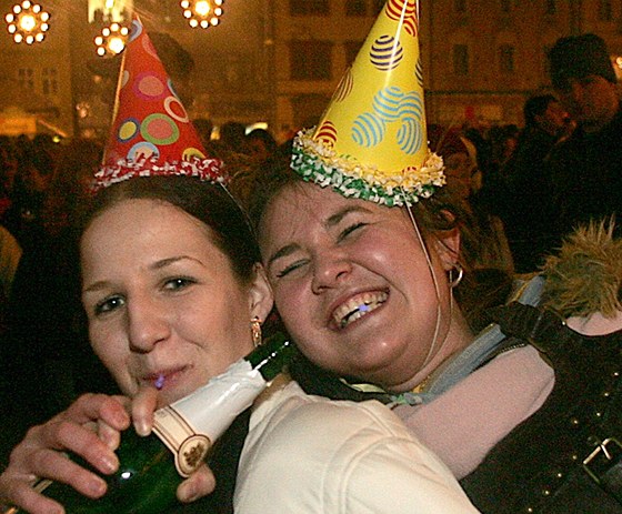 Silvestrovská oslava na námstí Republiky v Plzni