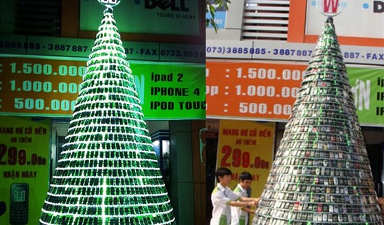 Mobilní vánoní stromek ve Vietnamu