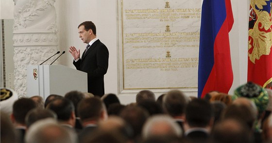 Prezident Dmitrij Medvedv pi projevu o stavu zem (22. prosince 2011)