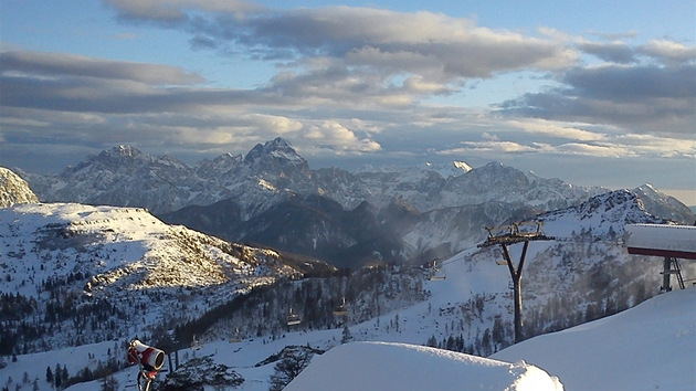 Za�átek �ervené sjezdovky pod Gartnerkofel