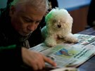 panl si se svým psem prohlíí noviny v jedné z barcelonských kaváren (25....