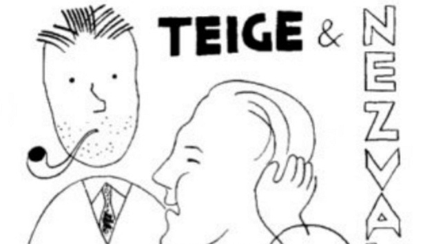 Karel Teige a Vtzslav Nezval (karikatura Adolfa Hoffmeistera)