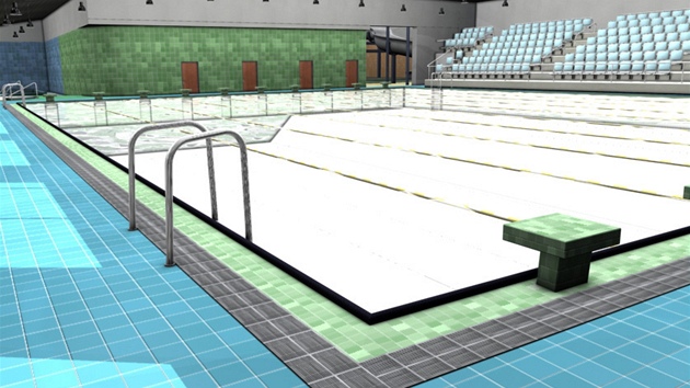 Vizualizace pvodního projektu výstavby bazénu. V konené podob bude vypadat