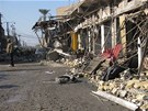 Místo jednoho z pumových útok v Bagdádu (5. ledna 2012)