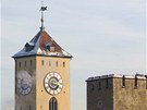 Regensburg, zimní pohled pes stechy starého msta
