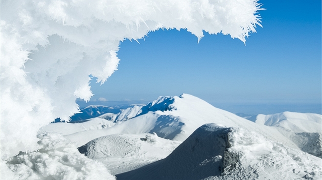 Zachycení struktury snhu, Nízké Tatry. Oíkem bylo stanovit správnou clonu, a...