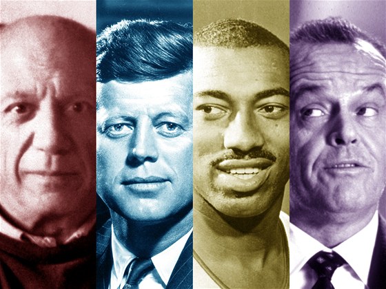 Pablo Picasso, John F. Kennedy, Wilt Chamberlain a Jack Nicholson