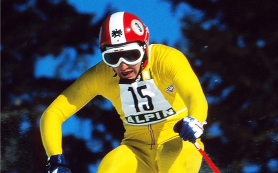 Rakouský sjezdař Franz Klammer na zimní olympiádě v Innsbrucku (únor 1976)