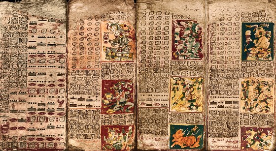 Stránky dráanského kodexu, jednoho z hlavních písemných zdroj o mayské kultue