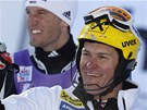 ZASLOUENÝ ÚSMV. Ivica Kosteli, chorvatský vítz slalomu ve Wengenu (vpravo),
