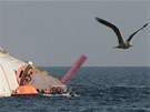 Záchranáské luny opt dorazily k odhalenému boku výletní lod (19. ledna 2012)