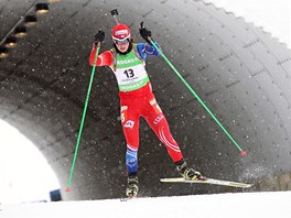 VJEZD Z TUNELU. esk biatlonistka Veronika Vtkov projd trat sthacho