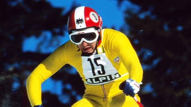 Rakouský sjezda� Franz Klammer na zimní olympiád� v Innsbrucku (únor 1976)