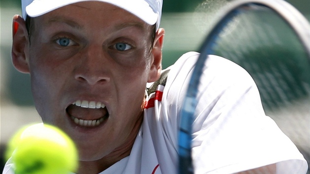 JO. Tomá Berdych ve svém úvodním duelu na Australian Open