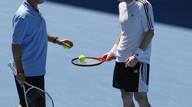 Ivan Lendl (vlevo) a Andy Murray na tréninku v Melbourne