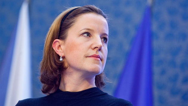 Karolína Peake (VV) b�hem tiskové konference po jednání vlády, která...