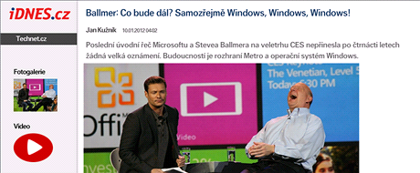 Ukázka z nové aplikace iDNES.cz pro televizory a pehrávae Samsung