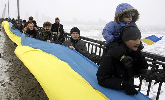 Demonstrace pi píleitosti Dne sjednocení v Kyjev (22. ledna 2012)