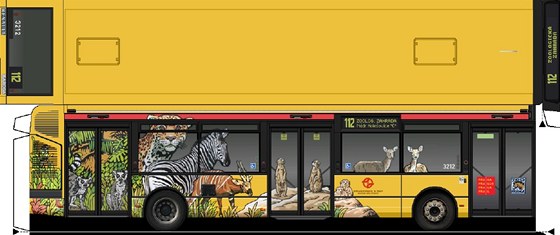 Autobus s reklamou na pražskou zoo