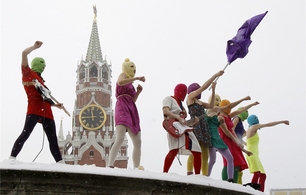 "Koncert" dív�í punkové skupiny Pussy Riot na Rudém nám�stí v Moskv� (20. ledna