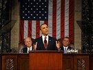 Barack Obama pednáí v americkém Kongresu zprávu o stavu unie (24. ledna 2012)