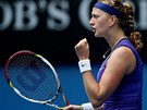 ANO! Petra Kvitová a její vítzné gesto ve tvrtfinále Australian Open proti