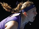 ANO! Petra Kvitová slaví jeden z úder v semifinálovém utkání Australian Open v