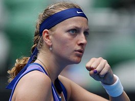 ODHODLN. Petra Kvitov a jej vtzn gesto ve tvrtfinle Australian Open