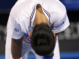 FRUSTRACE. Novak Djokovi v prbhu semifinlovho utkn Australian Open proti