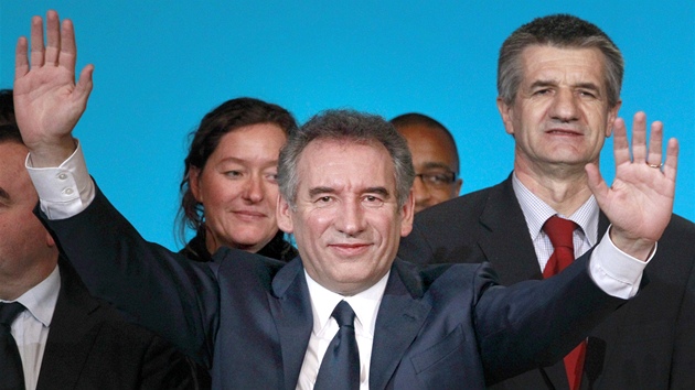 Francois Bayrou, francouzský prezidentský kandidát strany MoDem pi politickém