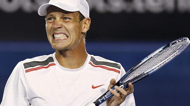 NEJDE TO. Tomá Berdych ve tvrtfinálovém utkání Australian open v Melbourne