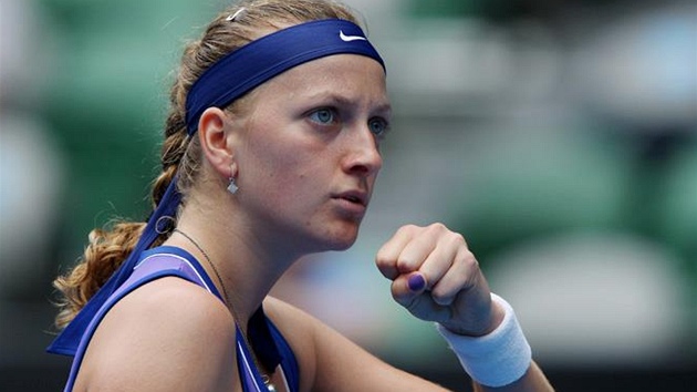 ODHODLÁNÍ. Petra Kvitová a její vítzné gesto ve tvrtfinále Australian Open