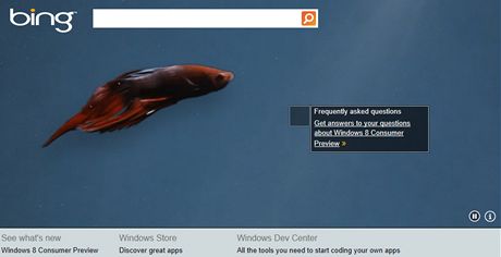Microsoft propaguje Windows 8 na stránkách vyhledávae Bing