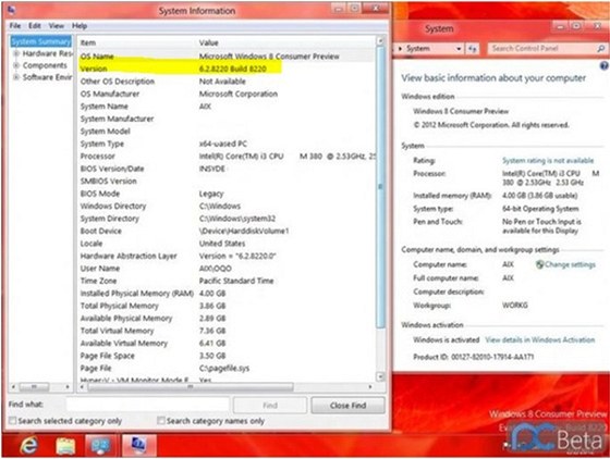 Údajný snímek z Windows 8 (bulit 8022), který ukazuje absenci tlaítka Start