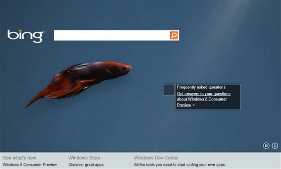 Microsoft propaguje Windows 8 na stránkách vyhledávae Bing