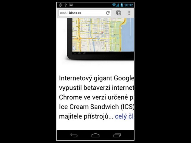 Prohlíe Chrome pro Android ICS Beta
