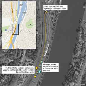 MAPA: Policejn hldka se rno na ulici Strakonick v Praze pokusila zastavit