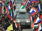 Ruskou delegaci vítaly v Damaku davy Asadových píznivc (7. února 2012)