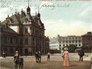 Praské elezniní nádraí Vyehrad na pohlednici ze zaátku 20. let minulého