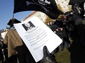 Demonstrace svolaná Českou pirátskou stranou na pražský Klárov proti nedávnému