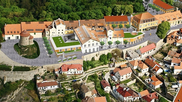 Architektonická studie vyu�ití znojemského pivovaru. Vlevo slavná rotunda svaté