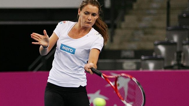 PÍPRAVA. Tenistka Iveta Beneová v tréninku ped fedcupovým duelem v Nmecku.