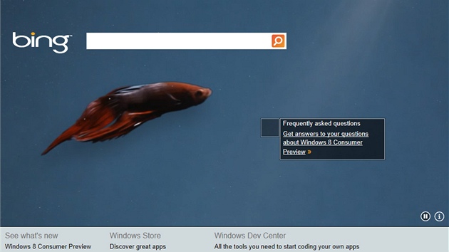 Microsoft propaguje Windows 8 na stránkách vyhledávae Bing