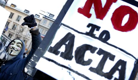 védské NE pro smlouvu ACTA. Snímek je ze Stockholmu. (12. února 2012)